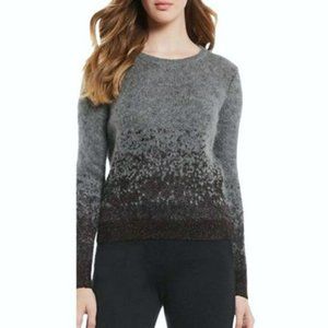 ANTONIO MELANI Women's Metallic Ombre Crew Neck Wool Blend Gray Sweater NWT
